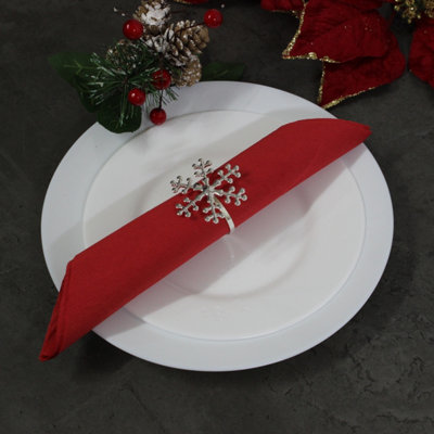  - Napkin Ring Christmas Tabletop Decor Silver Snowflake Zinc Alloy Serviette Ring