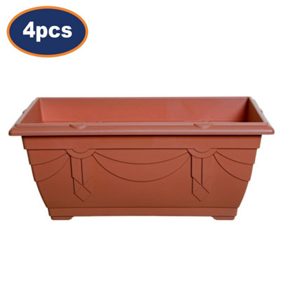 4Pc 40Cm Window Box Planter Plastic Venetian Flower Pot Terracotta Garden Basket from B&Q