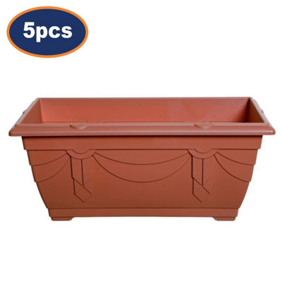 5Pc 40Cm Window Box Planter Plastic Venetian Flower Pot Terracotta Garden Basket from B&Q