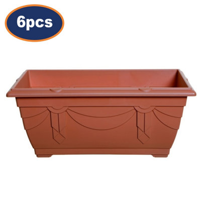 6Pc 40Cm Window Box Planter Plastic Venetian Flower Pot Terracotta Garden Basket from B&Q