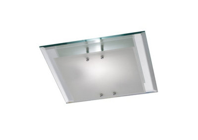 B&Q -  Luminosa Mira Flush Ceiling350mm Square2 Light E27 Polished Chrome