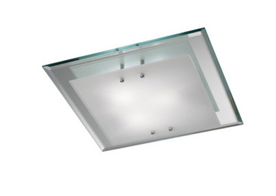 B&Q -  Luminosa Mira Flush Ceiling400mm Square3 Light E27 Polished Chrome