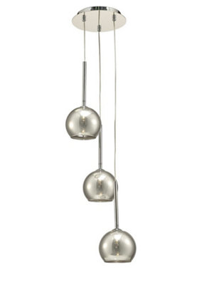 B&Q -  Luminosa Regina Ceiling Cluster Pendant 3 Light Cluster G9 Polished ChromeSmoke Glass