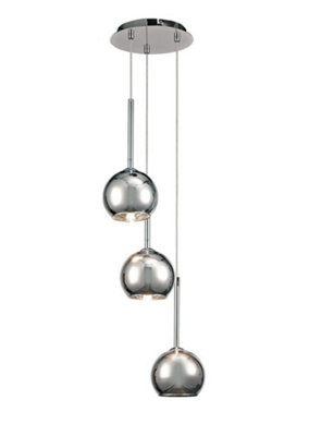 B&Q -  Luminosa Regina Ceiling Cluster Pendant 3 Light Cluster G9 Polished ChromeChrome Plated Glass