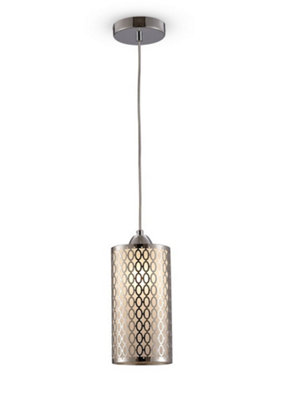 B&Q -  Luminosa Charon Oval Pattern Ceiling Pendant 1 Light E27 Polished Chrome