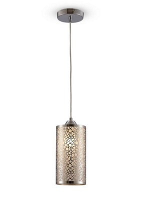 B&Q -  Luminosa Charon Circle Pattern Ceiling Pendant 1 Light E27 Polished Chrome