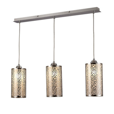 B&Q -  Luminosa Charon Circle Pattern Ceiling Pendant 3 Light E27 Linear Polished Chrome