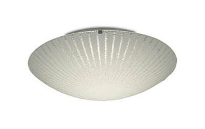 B&Q -  Luminosa Tassa 18W Led Medium Flush Ceiling Light400mm Round4000K 1500Lm Cri80Sunray Pattern Glass