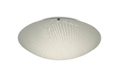B&Q -  Luminosa Tassa 18W Led Medium Flush Ceiling Light400mm Round4000K 1500Lm Cri80Randon Line Pattern Glass