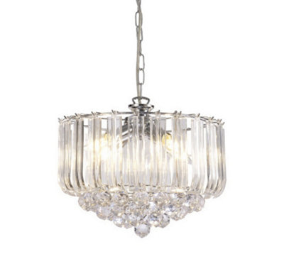 B&Q -  Luminosa Lana Acrylic Crystal With Spheres3 Light E14 Polished Chrome