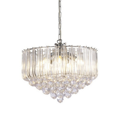 B&Q -  Luminosa Lana Ceiling Pendant With Acrylic Spheres5 Light E14 Polished Chrome