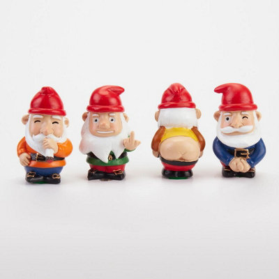 B&Q Mini Plant Pot Décor Markers Set - Naughty Gnomes