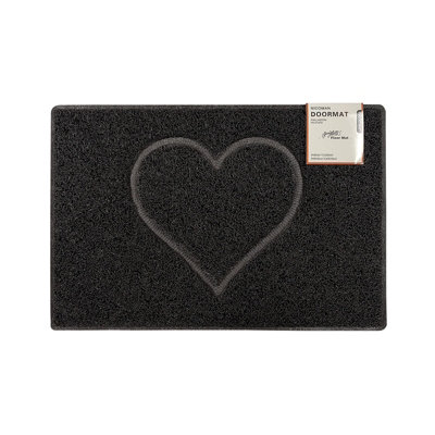 OSeasons Heart Medium Embossed Doormat In Black from B&Q