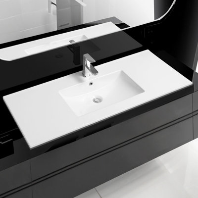 Limoge 4001A Ceramic 120Cm X 45Cm Thin-Edge Inset Basin With Scooped Bowl from B&Q