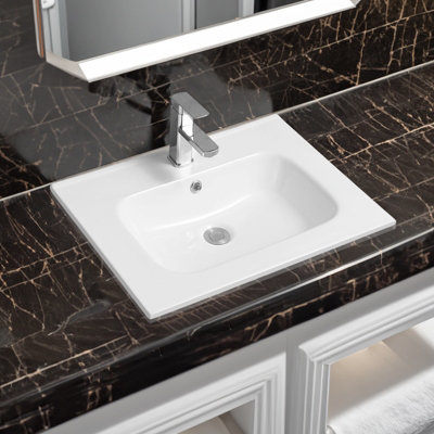 Limoge 4010 Ceramic 60Cm X 45Cm Thin-Edge Inset Basin With Oval Bowl from B&Q