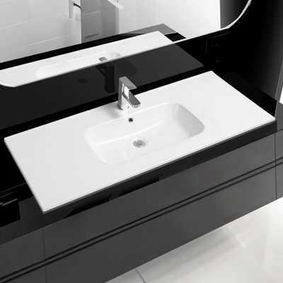 Limoge 4010 Ceramic 120Cm X 45Cm Thin-Edge Inset Basin With Oval Bowl from B&Q