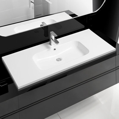 Limoge 5414 Ceramic 120Cm X 45Cm Mid-Edge Inset Basin With Oval Bowl from B&Q