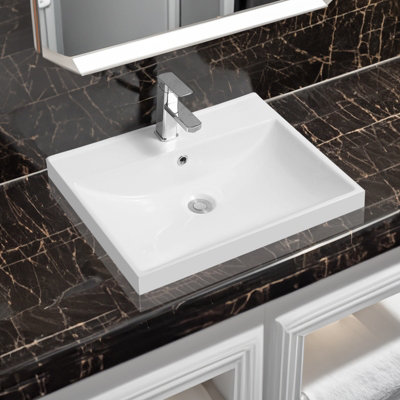 Limoge 5409 Ceramic 60Cm X 45Cm Thick-Edge Inset Basin With Scooped Full Bowl from B&Q