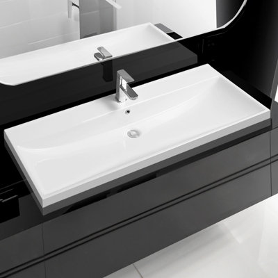 Limoge 5409 Ceramic 120Cm X 45Cm Thick-Edge Inset Basin With Scooped Full Bowl from B&Q