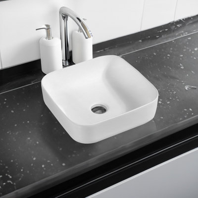 Limoge 7839 Ceramic 40Cm Vert Square Countertop Basin from B&Q