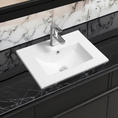 Limoge 4003 Ceramic 50Cm X 40Cm Thin-Edge Inset Basin With Deep Scoop from B&Q
