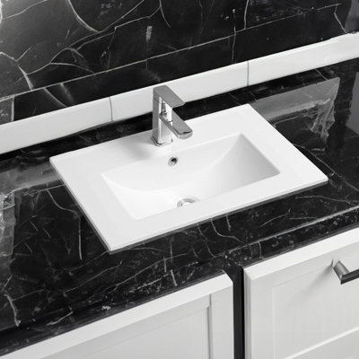 Limoge 4003 Ceramic 60Cm X 40Cm Thin-Edge Inset Basin With Deep Scoop from B&Q