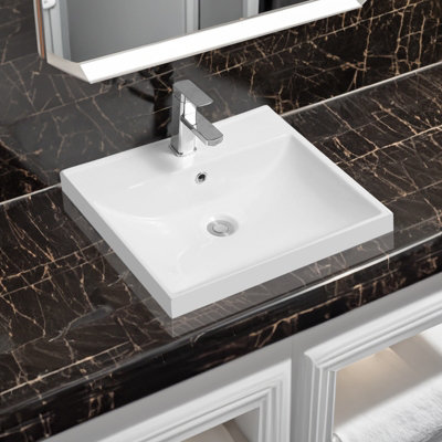 Limoge 5409 Ceramic 50Cm X 45Cm Thick-Edge Inset Basin With Scooped Full Bowl from B&Q