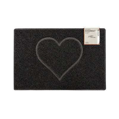 OSeasons Heart Medium Embossed Doormat In Black With Open Back from B&Q