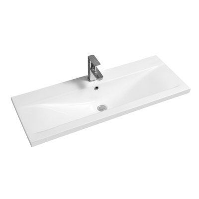 Limoge 5004 Ceramic 101Cm Mid-Edge Inset Basin With Dipped Bowl from B&Q