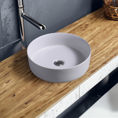 Limoge 7844 Ceramic 35Cm Vert Round Countertop Basin In Cement from B&Q