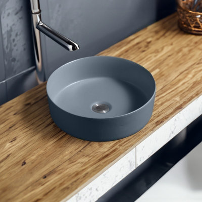 Limoge 7844 Ceramic 35Cm Vert Round Countertop Basin In Dark Grey from B&Q