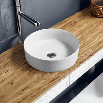 Limoge 7844 Ceramic 35Cm Vert Round Countertop Basin In Matte White from B&Q