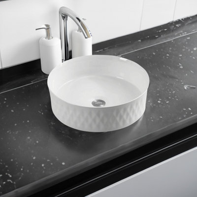 Limoge 7981 Ceramic 35Cm Vert Round Countertop Basin With Texture Effects from B&Q