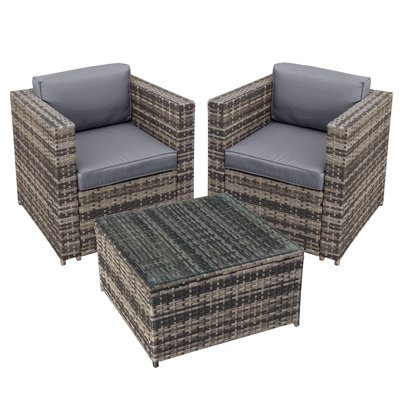 B&Q -  Malta Rattan 2 Seat Tea For Two Set In Walnut Grey