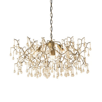 Luminosa Lighting Luminosa Rimini 4 Light Ceiling Pendant Aged Gold Paint & Champagne Lustre Glass from B&Q