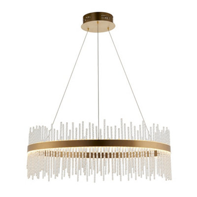 B&Q -  Luminosa Trapani Pendant Ceiling Light Brushed Gold Plated Finish & Clear Glass