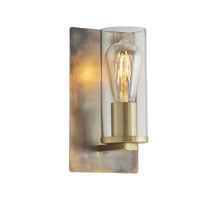 Luminosa Lighting Luminosa Palermo Wall Lamp Bronze Patina Plate & Clear Glass from B&Q