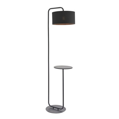 Luminosa Lighting Luminosa Carrara Floor Lamp Satin Black Paint & Black Fabric from B&Q