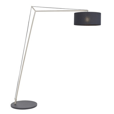 Luminosa Lighting Luminosa Ravenna Floor Lamp Matt Nickel Plate & Black Cotton Fabric from B&Q