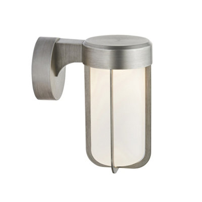 Luminosa Lighting Luminosa Benevento Outdoor Integrated Led Wall Lamp Brushed Silver Finish & Frosted Glass Ip44 from B&Q