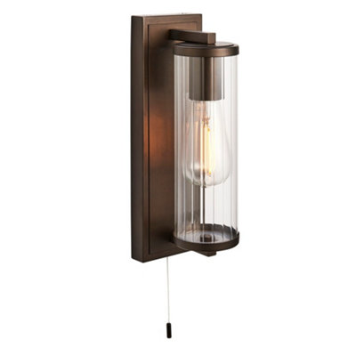 Luminosa Lighting Luminosa Como Bathroom Wall Lamp Dark Bronze Paint & Clear Ribbed Glass Ip44 from B&Q