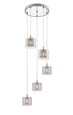 Luminosa Lighting Luminosa Laure 5 Light Chrome Spiral Light Cluster Pendant Ceiling Light from B&Q