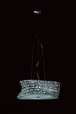 Luminosa Lighting Luminosa Tia 6 Light Ceiling Fitting Chrome Clear Crystal With Frosted Diffuser Cfh211131/06/clr/ch from B&Q