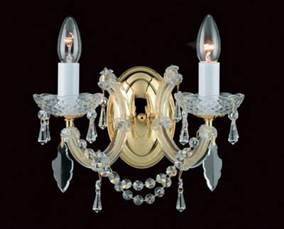 Luminosa Lighting Luminosa Maria Therese 2 Light Crystal Wall Light Gold Finish