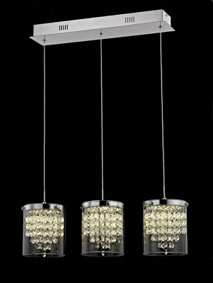 Luminosa Lighting Luminosa Florina 3 Light Led Chrome Bar Pendant Ceiling Light from B&Q