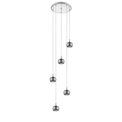 Luminosa Lighting Luminosa Deni 5 Light Chrome Ceiling Spiral Pendant Cluster Pendant Ceiling Light from B&Q