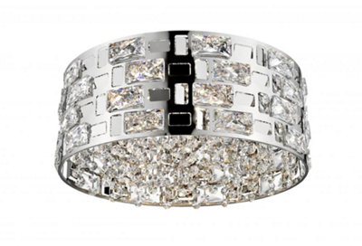 Luminosa Lighting Luminosa Lola Crystal 5 Light Flush Ceiling Fitting Chrome from B&Q