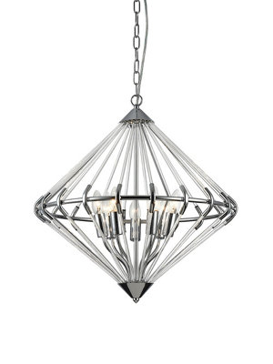 Luminosa Lighting Luminosa Gerda 7 Light Chrome Ceiling Fitting Wire Frame Pendant Ceiling Light from B&Q