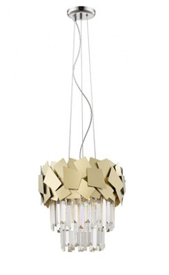 Luminosa Lighting Luminosa Celine Crystal Laser Cut 4 Light Ceiling Gold from B&Q