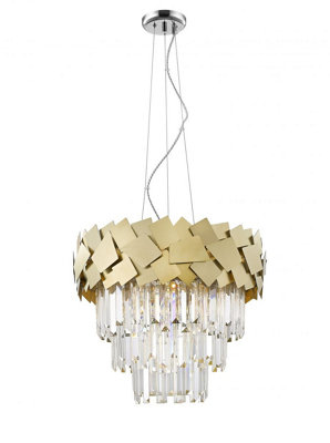 Luminosa Lighting Luminosa Celine Crystal Laser Cut 6 Light Ceiling Gold from B&Q
